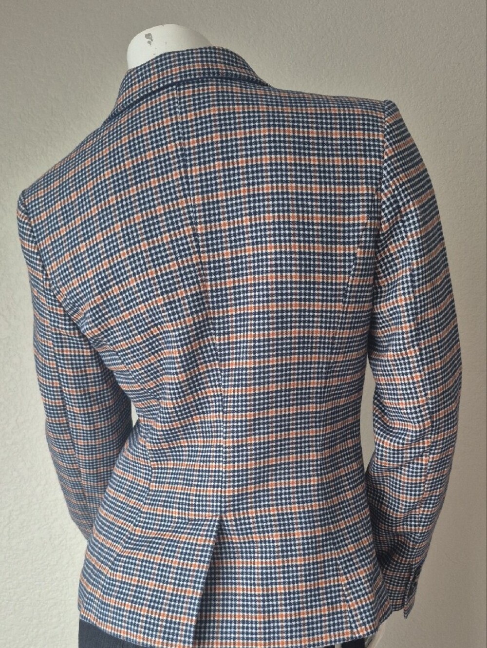Merona Navy and Tan Checked Single-Button Blazer - Picture 2 of 4